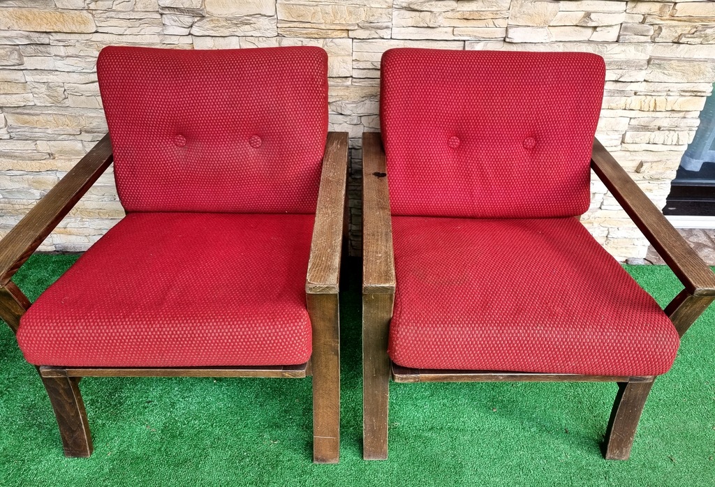 Fotele fotel PRL krzesło materiałowe vintage Radomsko 2 szt
