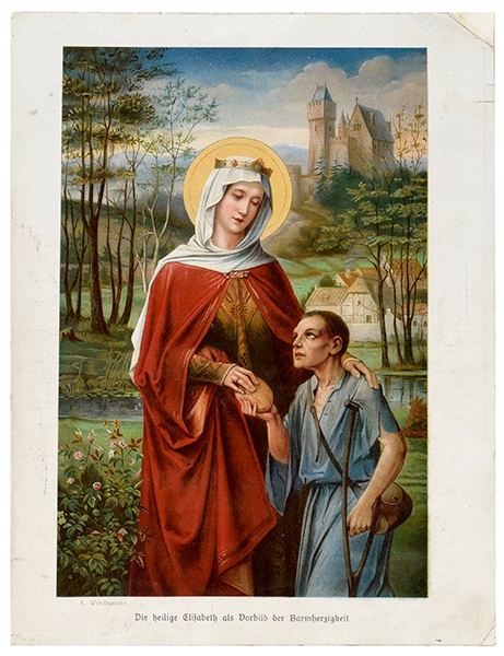 Ok.1900 r. Św. Elżbieta oleodruk 24,5x18,5 cm