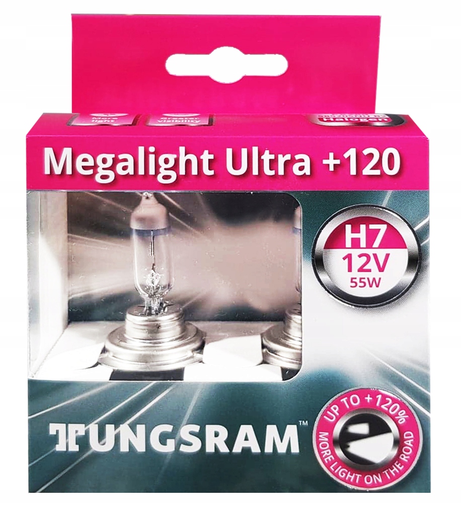Żarówki GE H7 12V 55W Megalight Ultra 120% 2szt FV - 5055268291 ...
