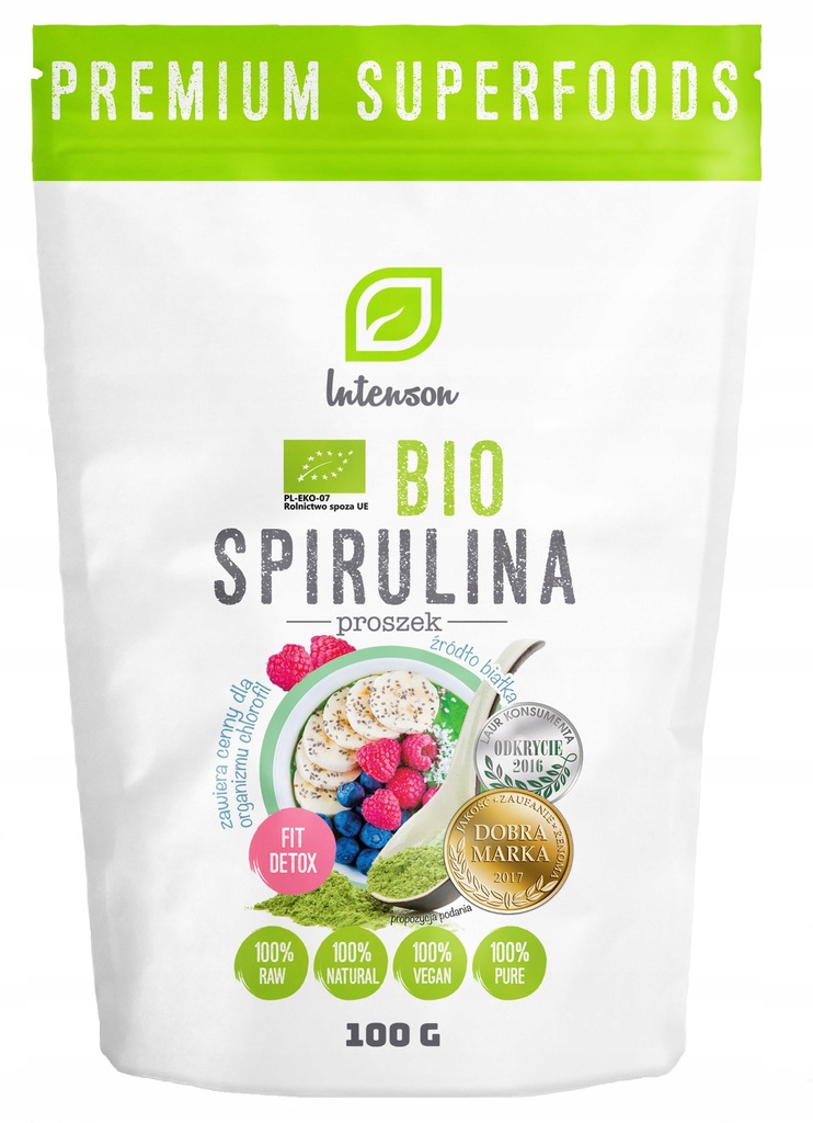 Spirulina BIO proszek 100g Intenson