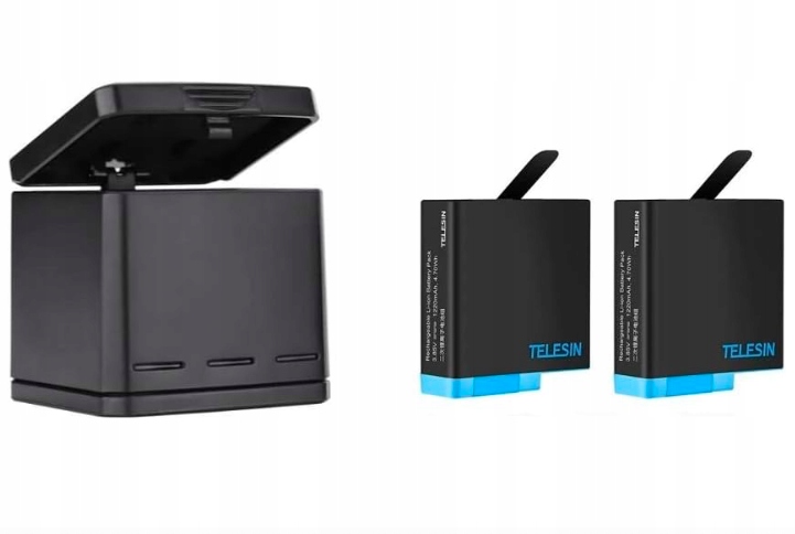 TELESIN 3-Gniazdo Ładowarka Box dla GoPro Hero 8 + 2 baterie