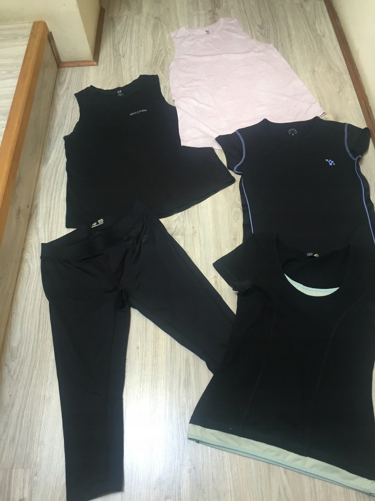 FITNESS KOSZULKI+LEGGINSY 9szt.r. S/M 30zł