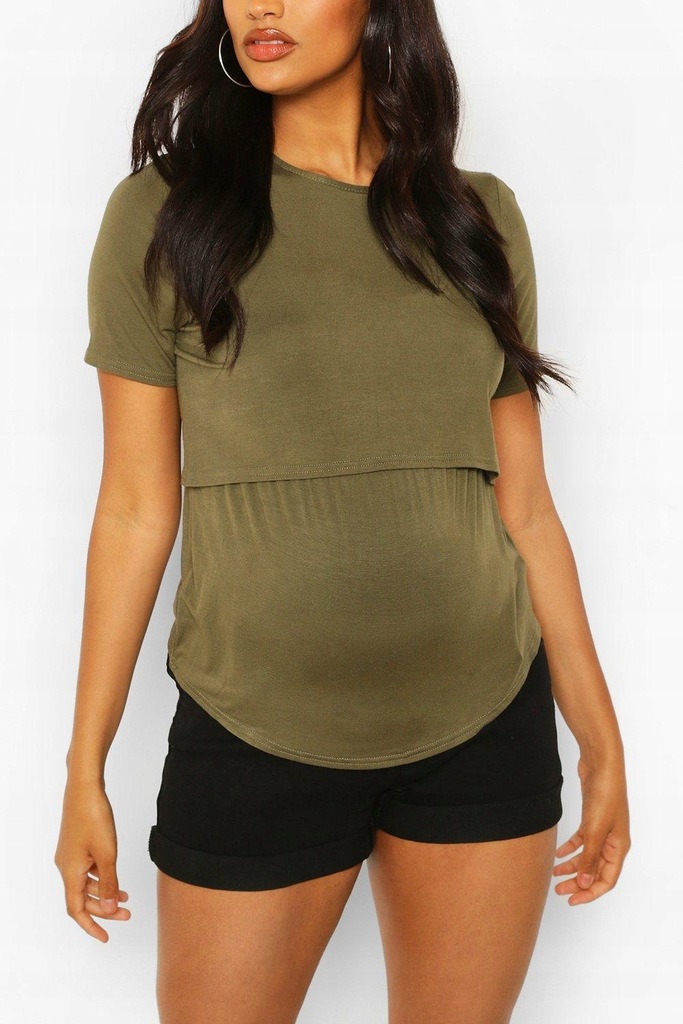 P8E009 BOOHOO__NX5 BLUZKA CIĄŻOWA KHAKI__XXL