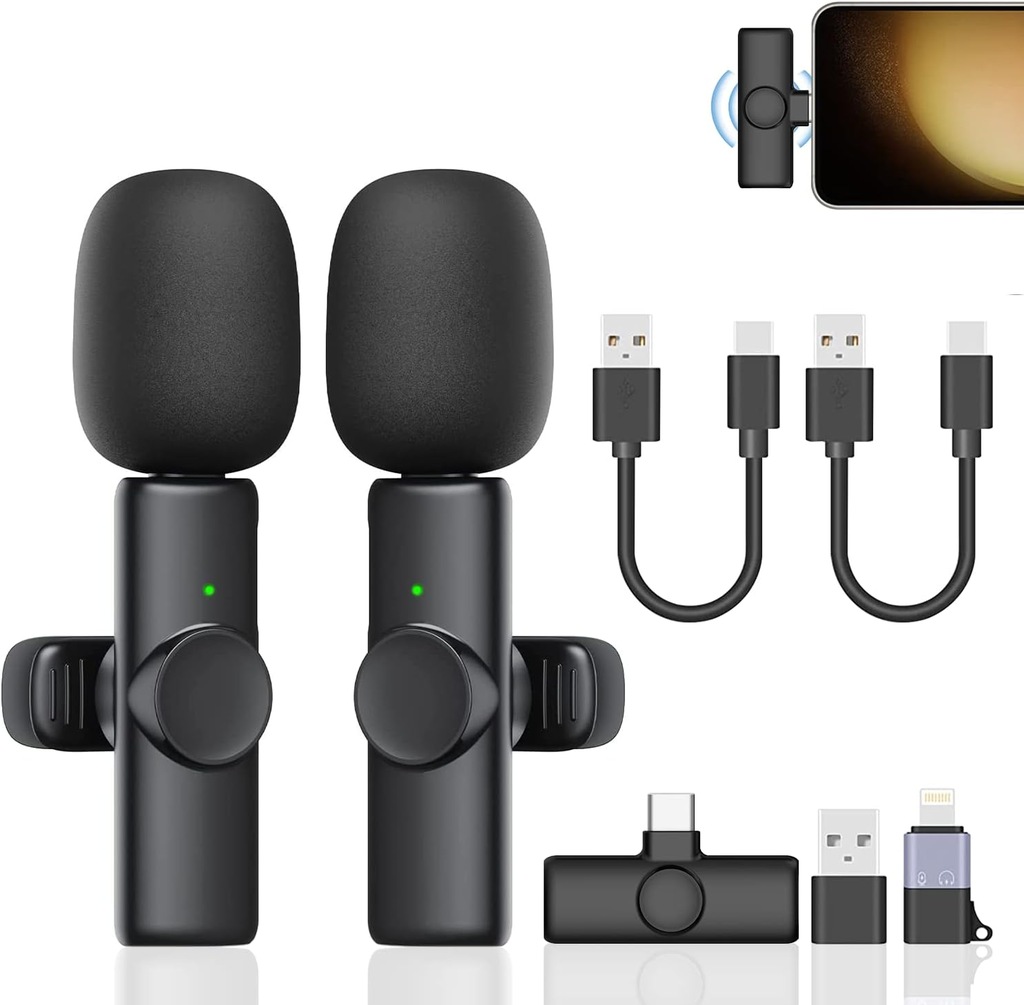 K2 Bezprzewodowy mikrofon 360 na klip USB-C 2,4 GHz do 6 h pracy max 20 m
