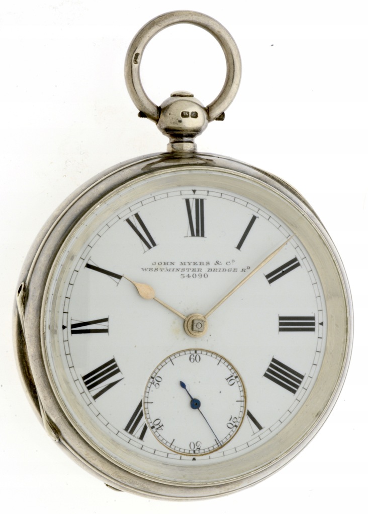 Srebrny, angielski zegarek kieszonkowy. 1890 r.