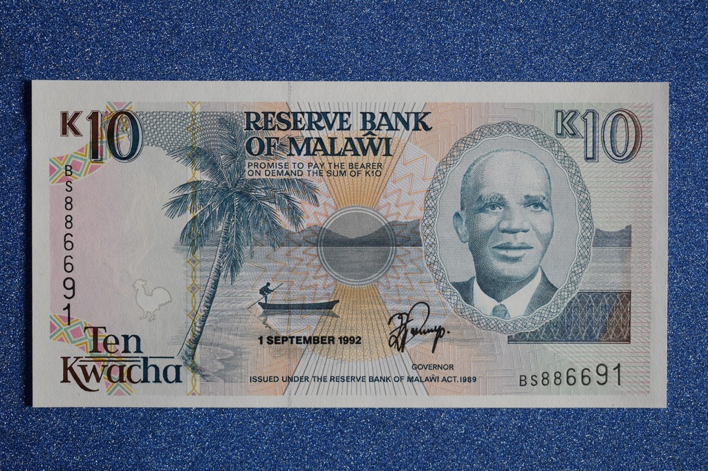 10 KWACHA, MALAWI, 1992r, UNC