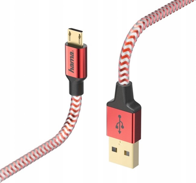 Hama kabel micro USB Reflected 1.5m czerwony