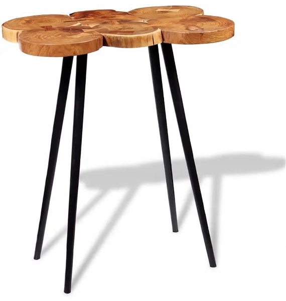 Stolik barowy wykonany z bloku litego drewna akacjowego 90x60x110cm