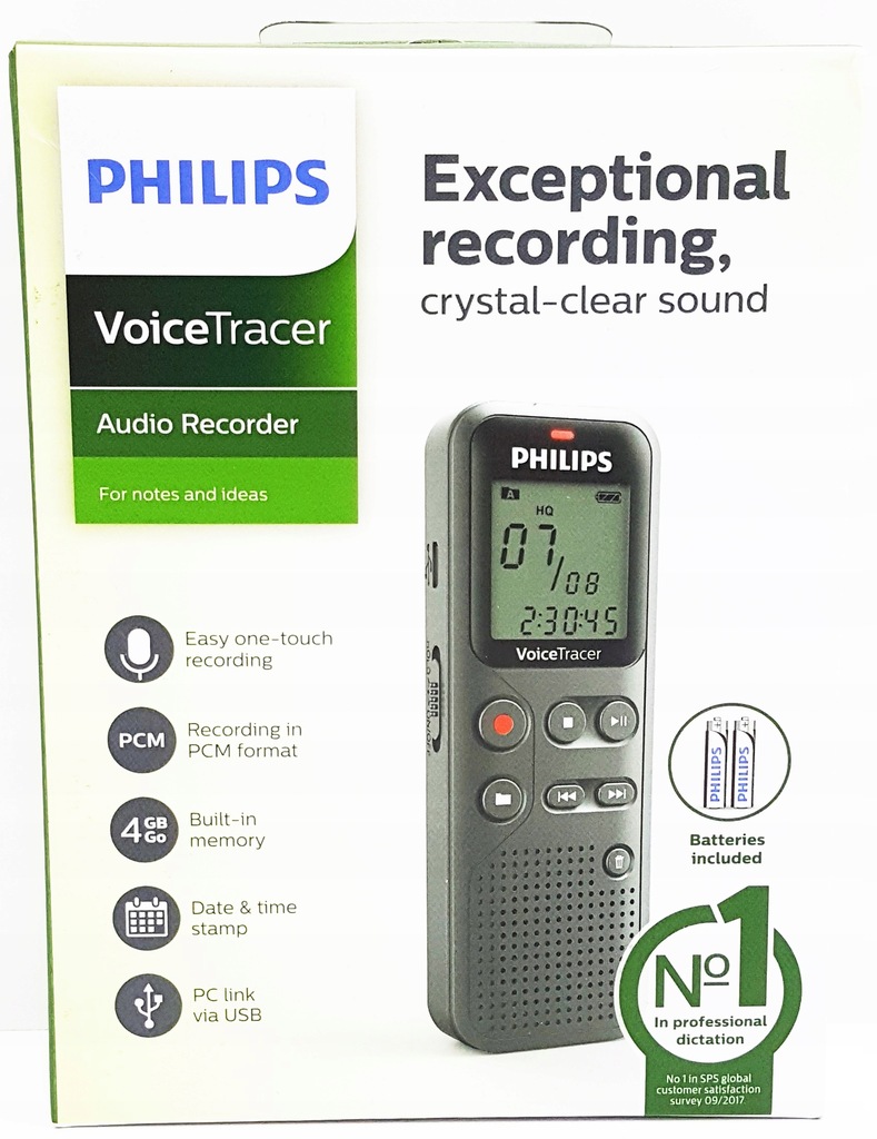 PHILIPS Voice Tracer DVT 1110 DYKTAFON CYFROWY 11933302065