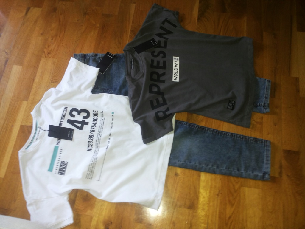 RESERVED SPODNIE jeansy REGULAR 2 T-shirt 134 nowe