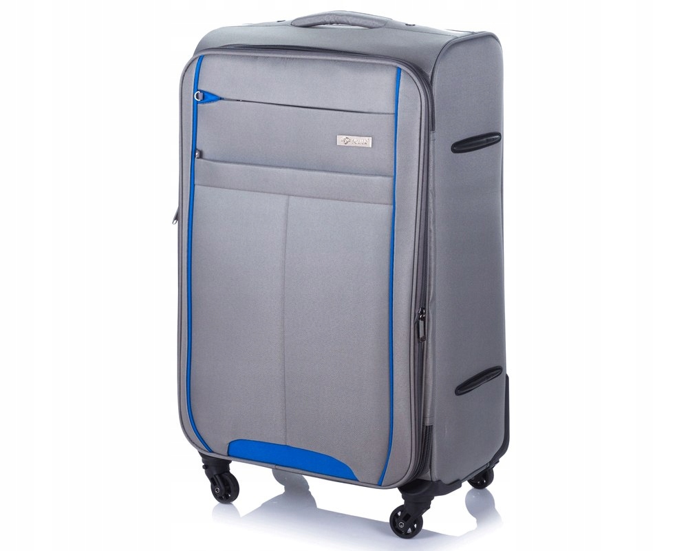 Duża walizka L Solier STL1311 szaro-niebieska