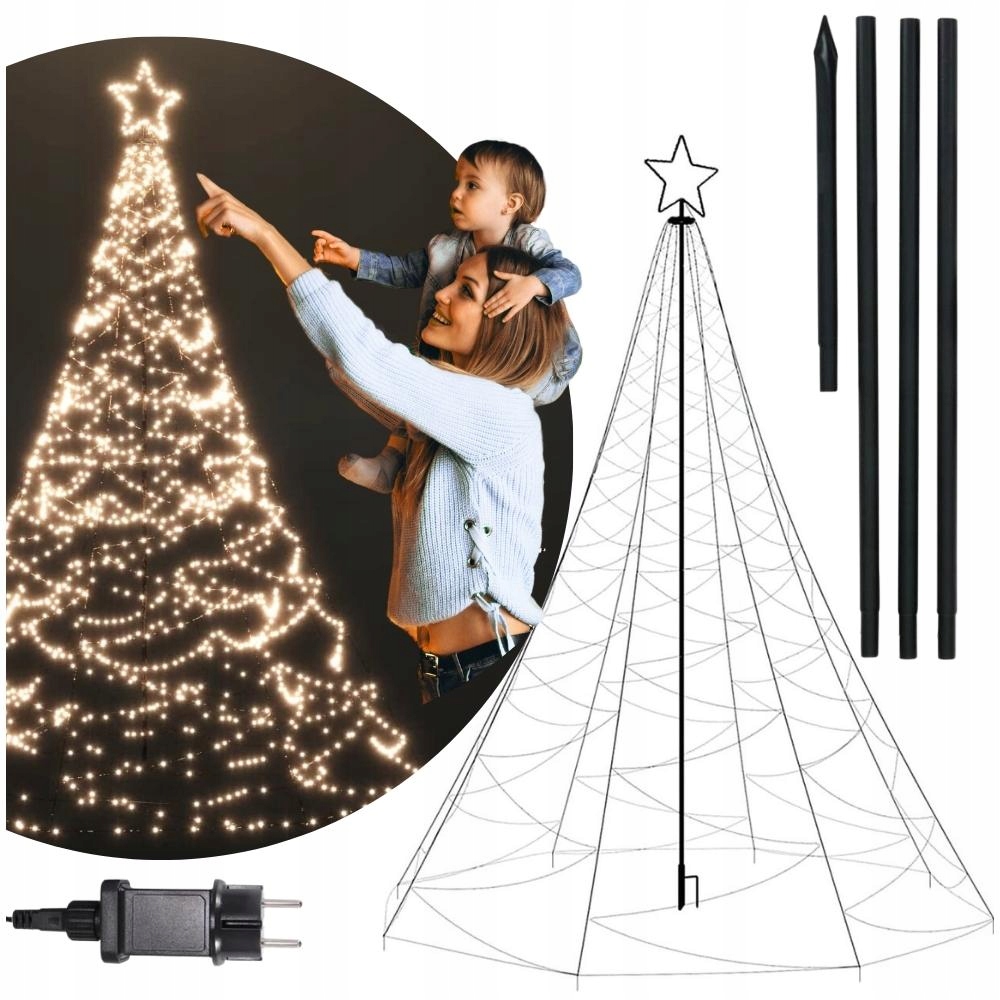 LAMPKI CHOINKOWE STELAŻ CHOINKA LED OZDOBY ŚWIĄTECZNE ZEWNĘTRZNE 180 METAL
