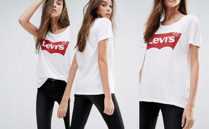 Q4F113*LEVIS T-SHIRT DAMSKI BIAŁY LOGO 40 L T04