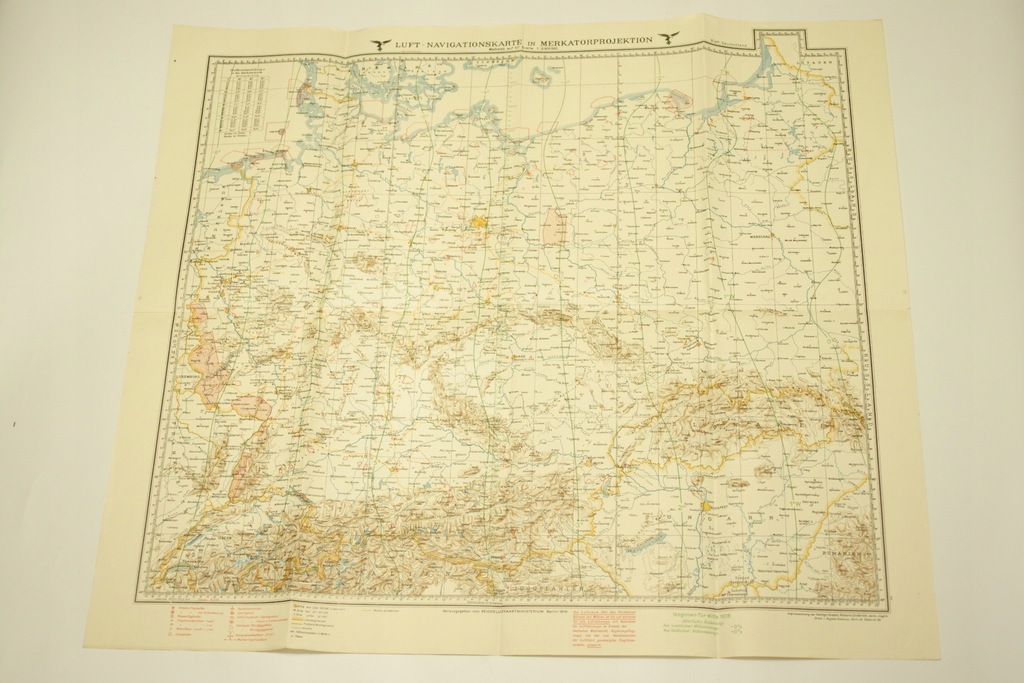 Mapa Luftwaffe 1940 Europa Środkowo-Wschodnia