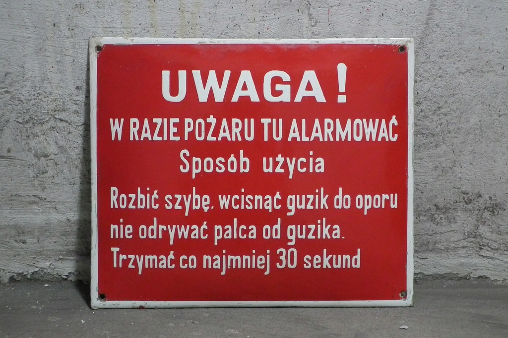 Stara tablica ostrzegawcza