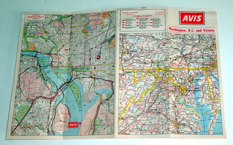 AVIS WASHINGTON,D.C. USA - mapka miasta 1985r.