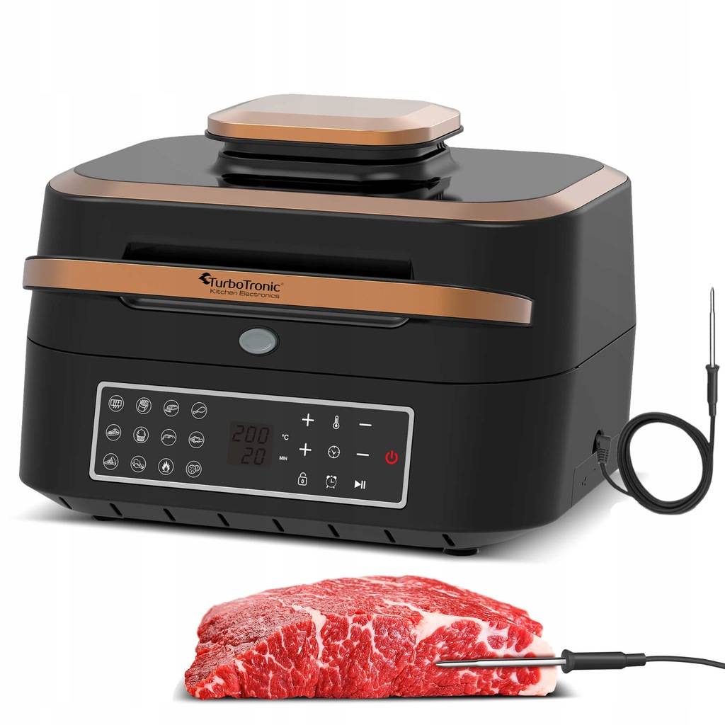 GRILL ELEKTRYCZNY KONTAKTOWY BEZ DYMU OPTI PLUS SONDA DO STEKÓW BURGERÓW