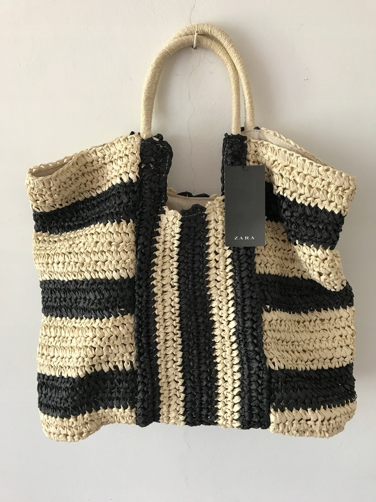 Torba naturalna ZARA koszyk boho pleciona shopper