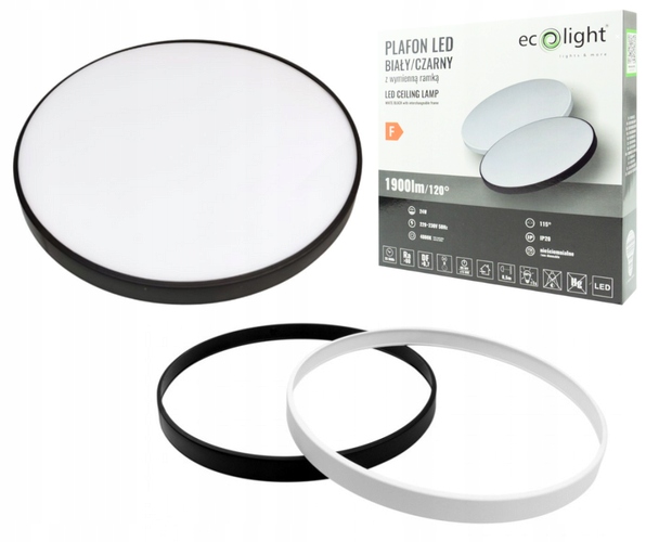 PLAFON LAMPA SUFITOWA LED 24W 1900lm 4000K BIAŁY/CZARNY PLAFONIERA