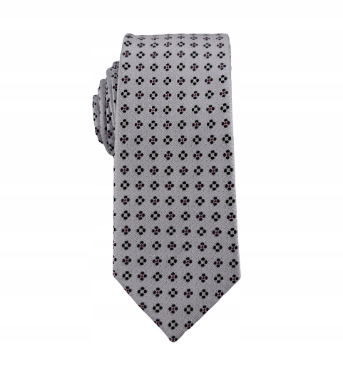 Elegancki krawat męski szary wzór 6cm