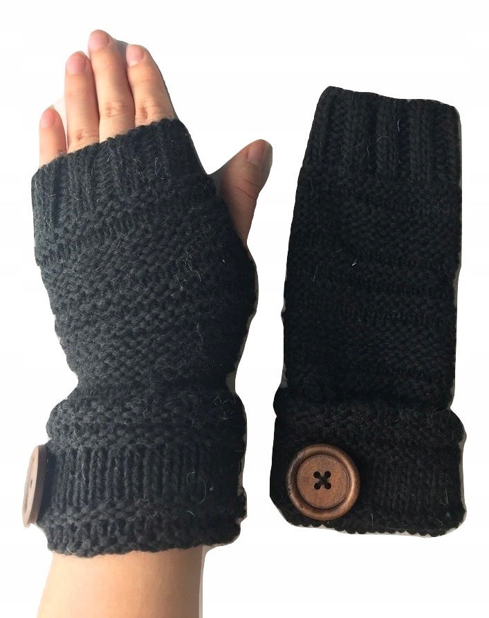 rękawiczki damskie zimowe mitenki czarne ciepłe