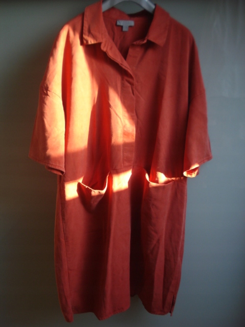 COS ceglasta luźna sukienka kieszenie lyocell 38/M