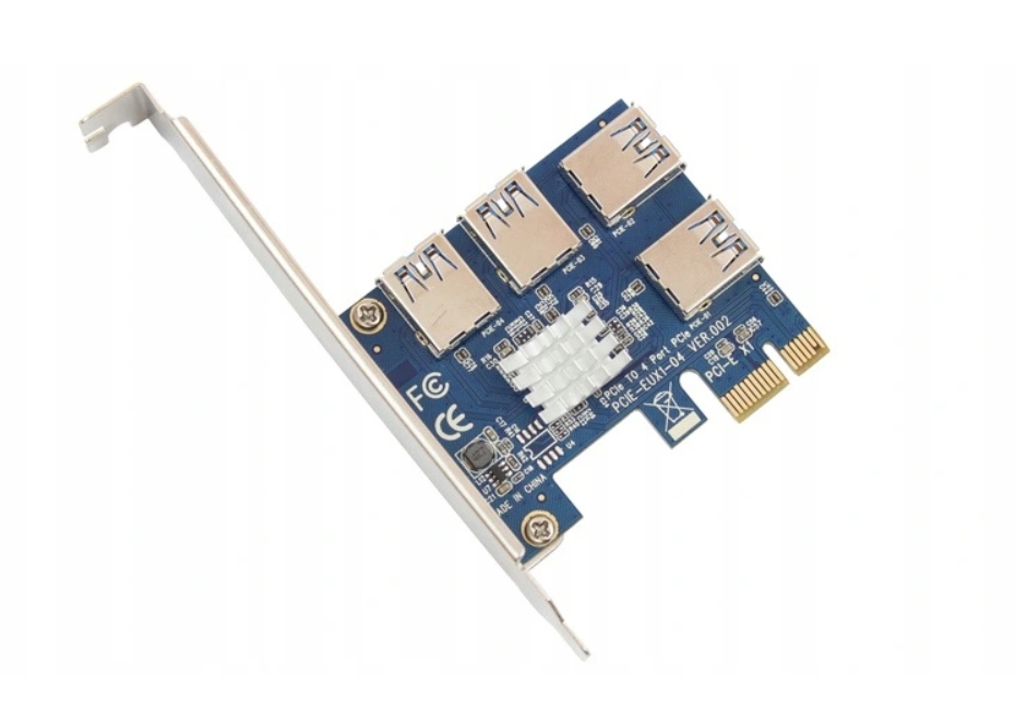 Adapter Riser PCI-E 1x na 4x USB 3.0 rozgałęziacz