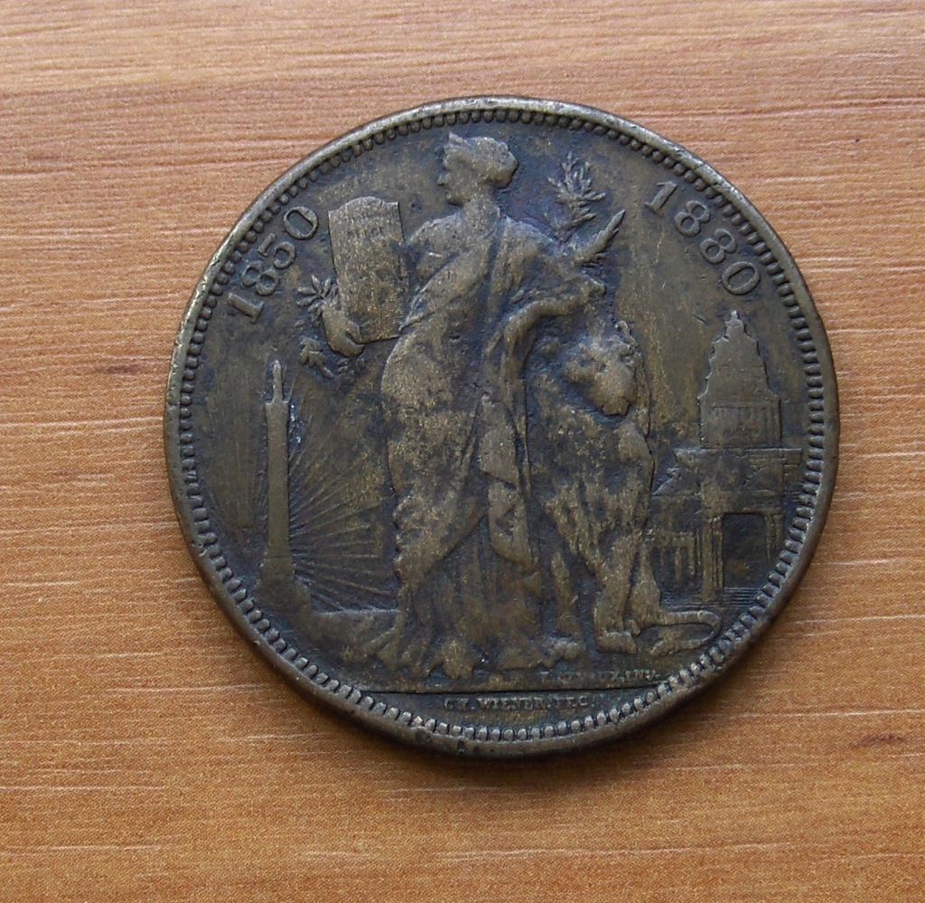 Medal Leopold I i Leopold II 1880 r. Belgia