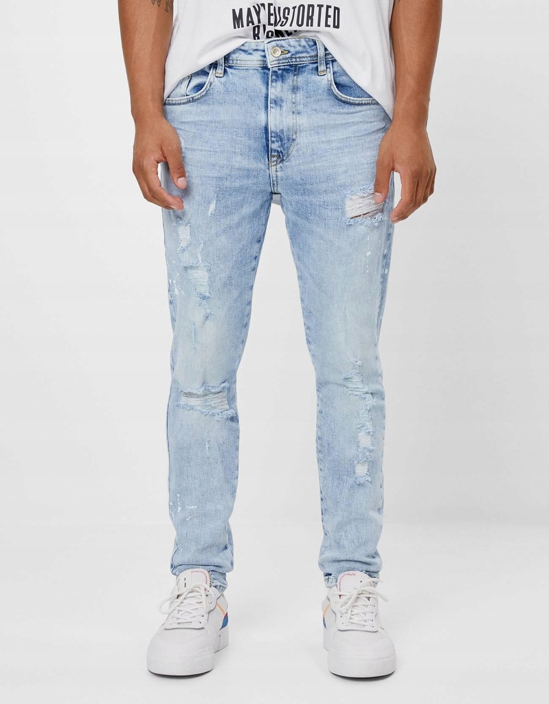 12E033 BERSHKA__MJ5 SPODNIE JEANS DZIURY__W31