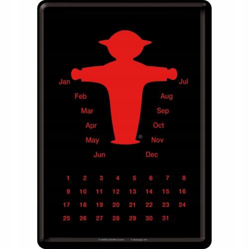 Metalowy kalendarz garażowy 14x10cm Ampelmann rot