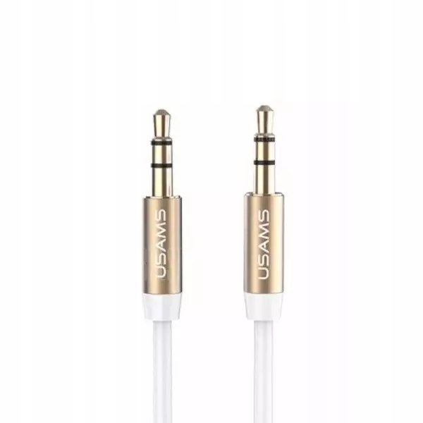 USAMS Adapter audio jack 3,5m - 3,5m 1m biały/white YP102 (YP-01)