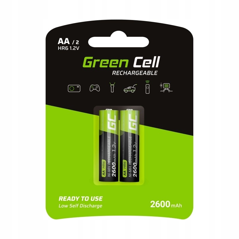 GREEN CELL Akumulatorki Paluszki 2x AA HR6 2600mAh