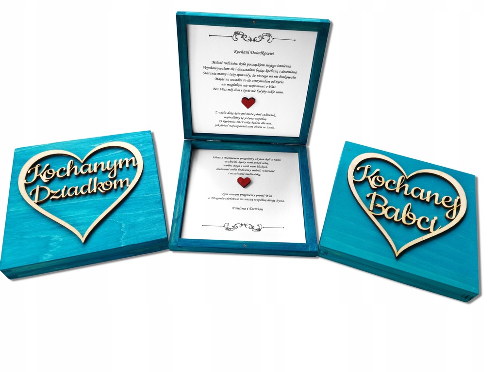 Drewniane Zaproszenie dla Babci Dziadka Ślub