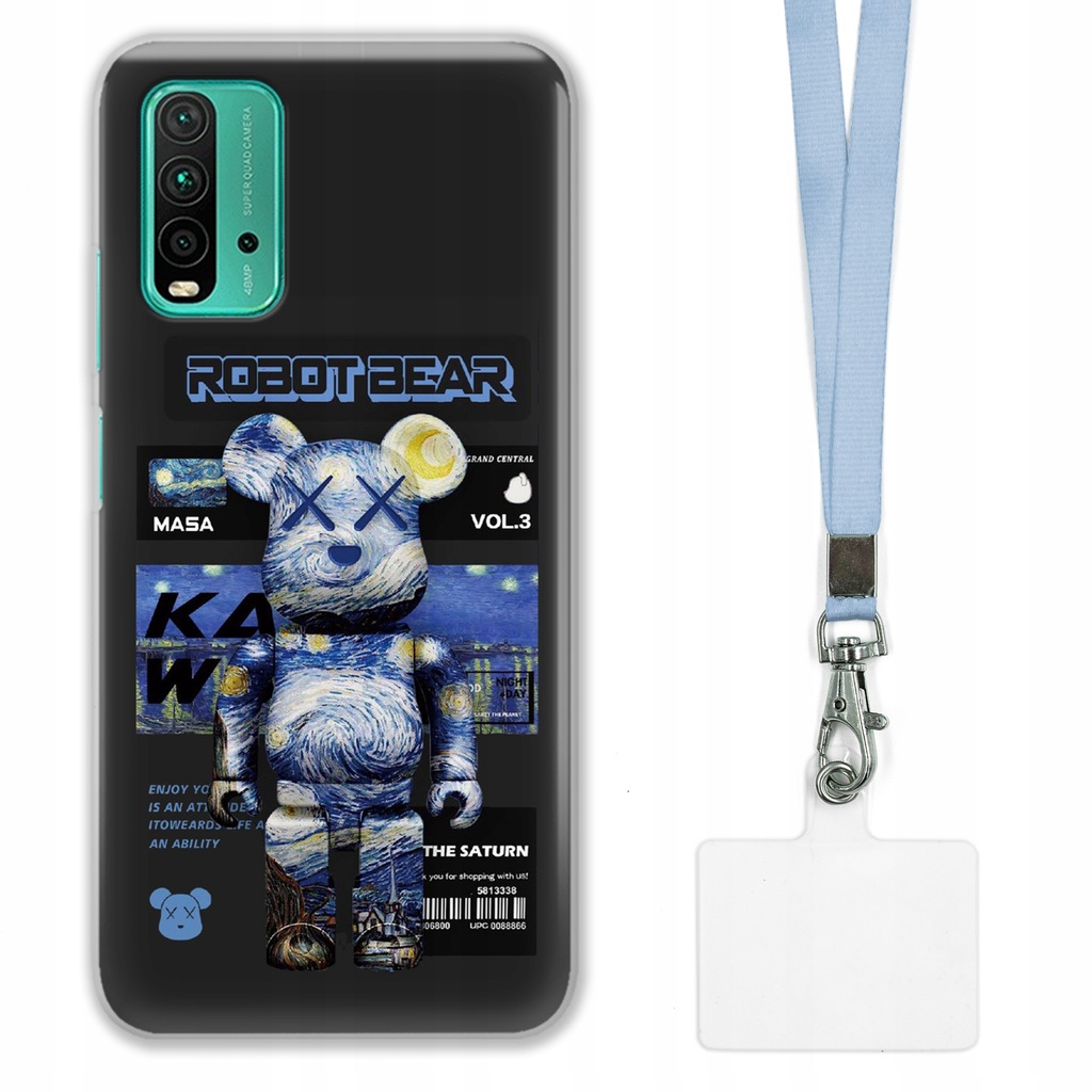 ETUI DO XIAOMI REDMI 9T CASE + SMYCZ SZARA KAWS DLA NASTOLATKÓW MIX WZ