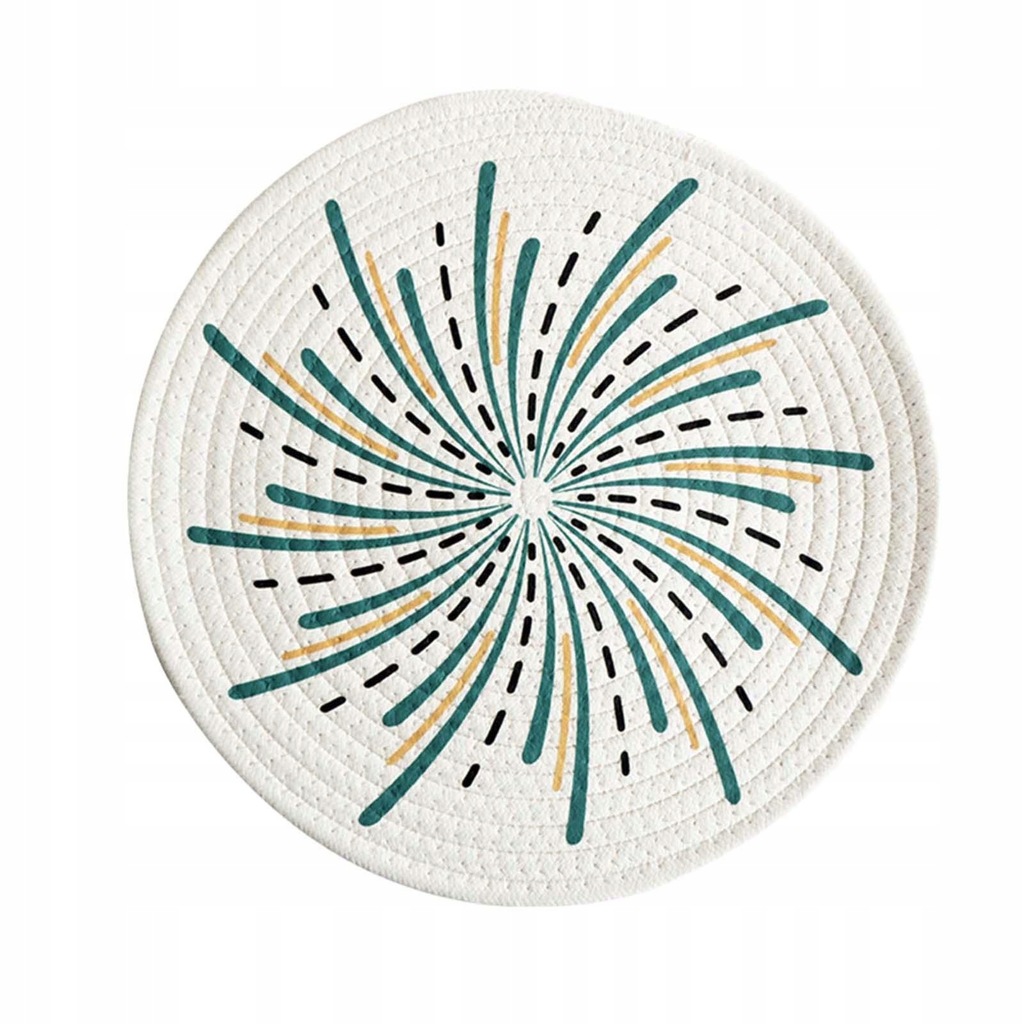 Woven Round Placemat Cotton Placemat for Dining Table Table Setting Style D