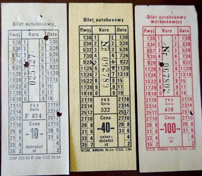 3 bilety PKS 1984r. dla kolekcjonera