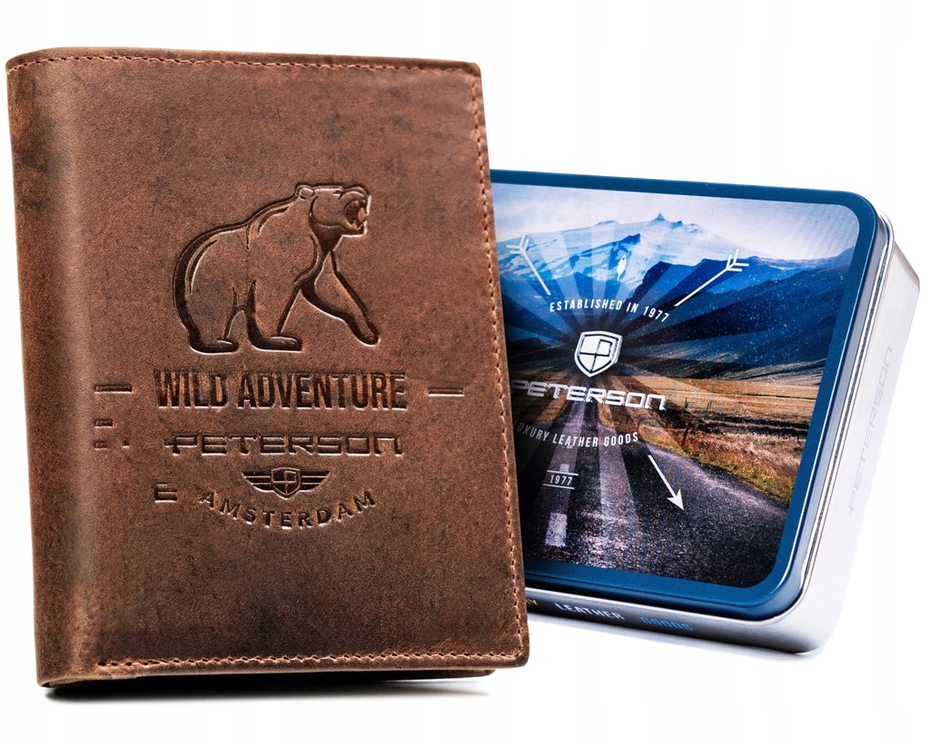 PETERSON męski portfel ze skóry naturalnej na karty i dokumenty
