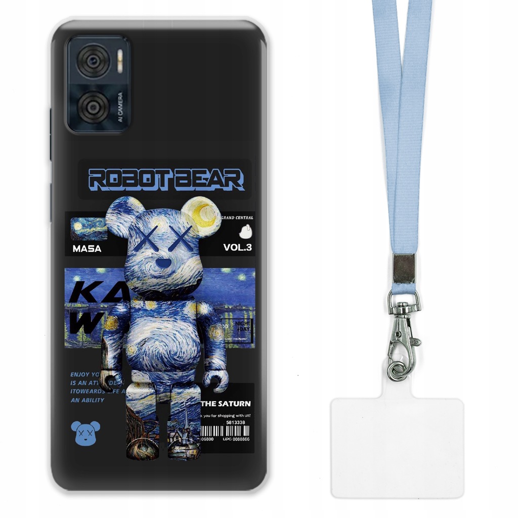 ETUI DO MOTOROLA E22i CASE + SMYCZ SZARA KAWS DLA NASTOLATKÓW MIX WZORY