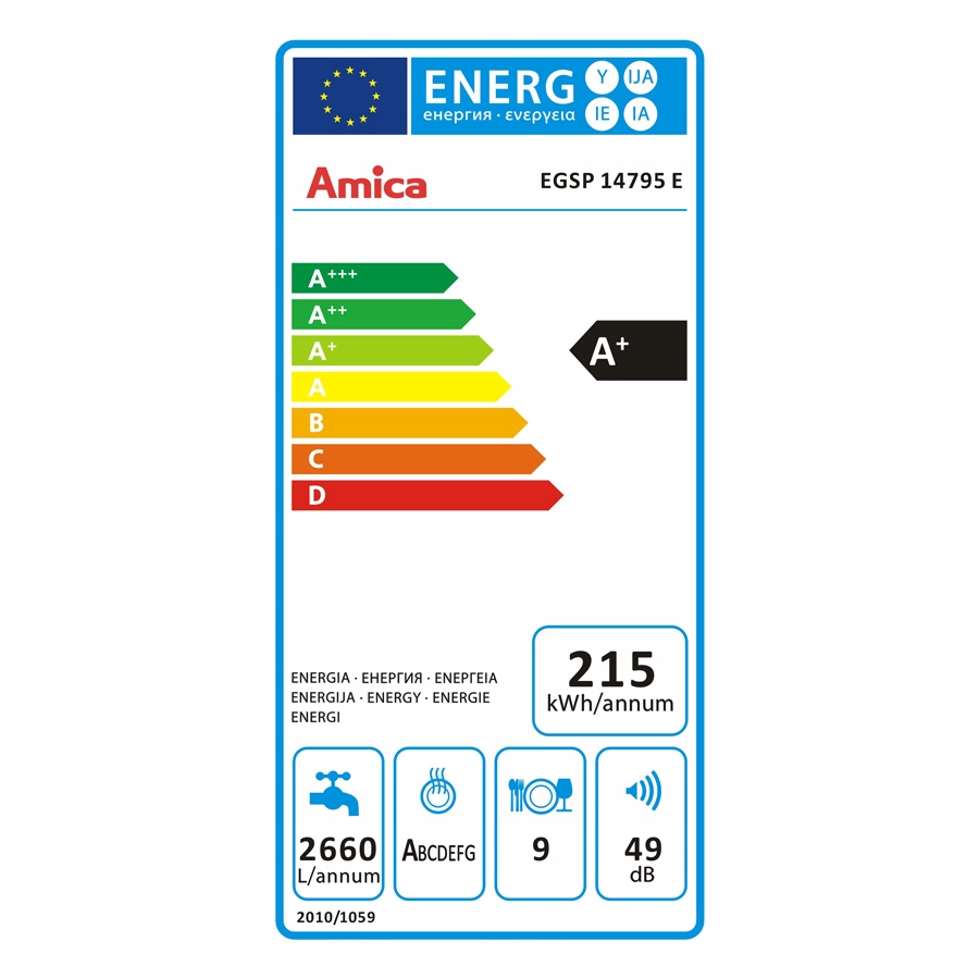 Купить AMICA EGSP 14795 E A+ ПОСУДОМОЕЧНАЯ МАШИНА 45см 9 комплектов: отзывы, фото, характеристики в интерне-магазине Aredi.ru