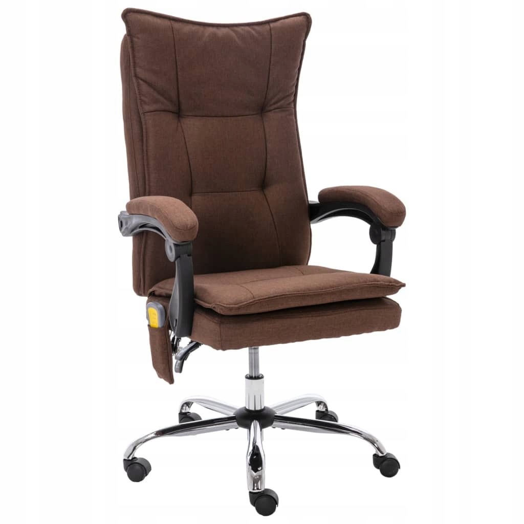 Krzesło biurowe z funkcją masażu, brązowe, obite t