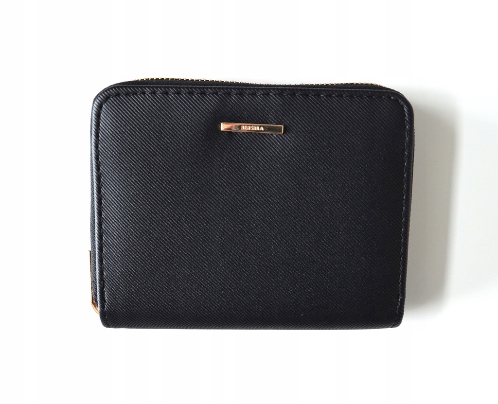 BERSHKA elegancki pojemny klasyczny czarny portfel