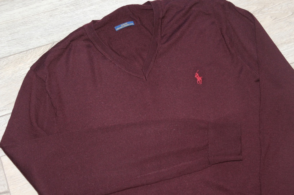 sweter Ralph Lauren L XL slim fit 100% wełna