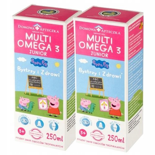 Zestaw DOMOWA APTECZKA Tran Multiomega 3 Junior owoce tropikalne, 2x 250ml