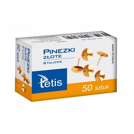 Pinezki TETIS Złote 50 szt.