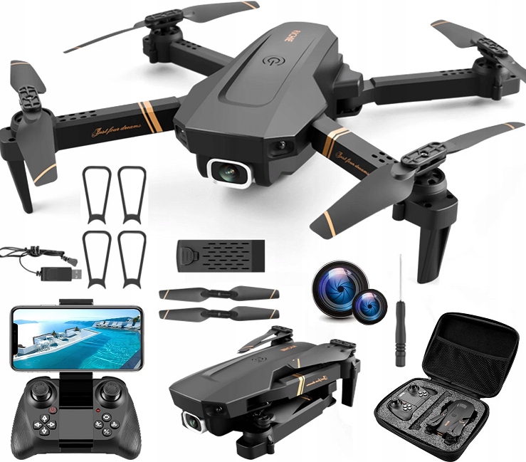 DRON V4 4DRC RICHIE KAMERY 4K HD RC ZOOM 20min - 11863283662 ...