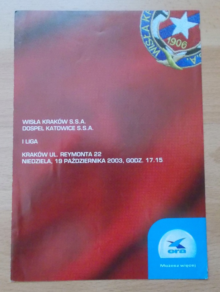 Wisła Kraków-Dospel Katowice 2003 program meczowy