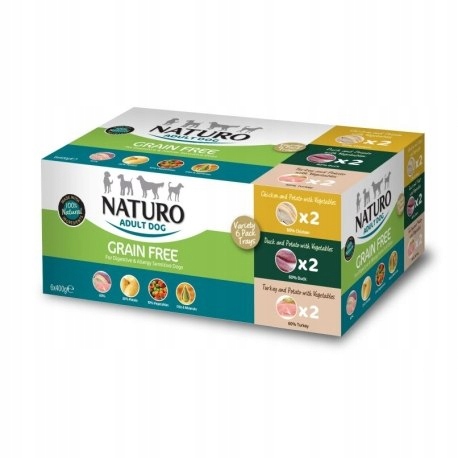 NATURO GRAIN FREE VARIETY 6 Pack: 2 kaczka, 2 indy