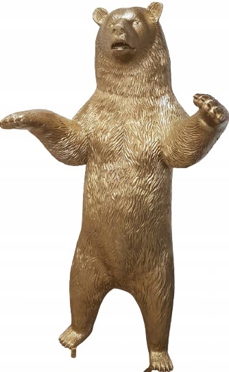 Rzeźba betonowa duży niedźwiedź brunatny złoto