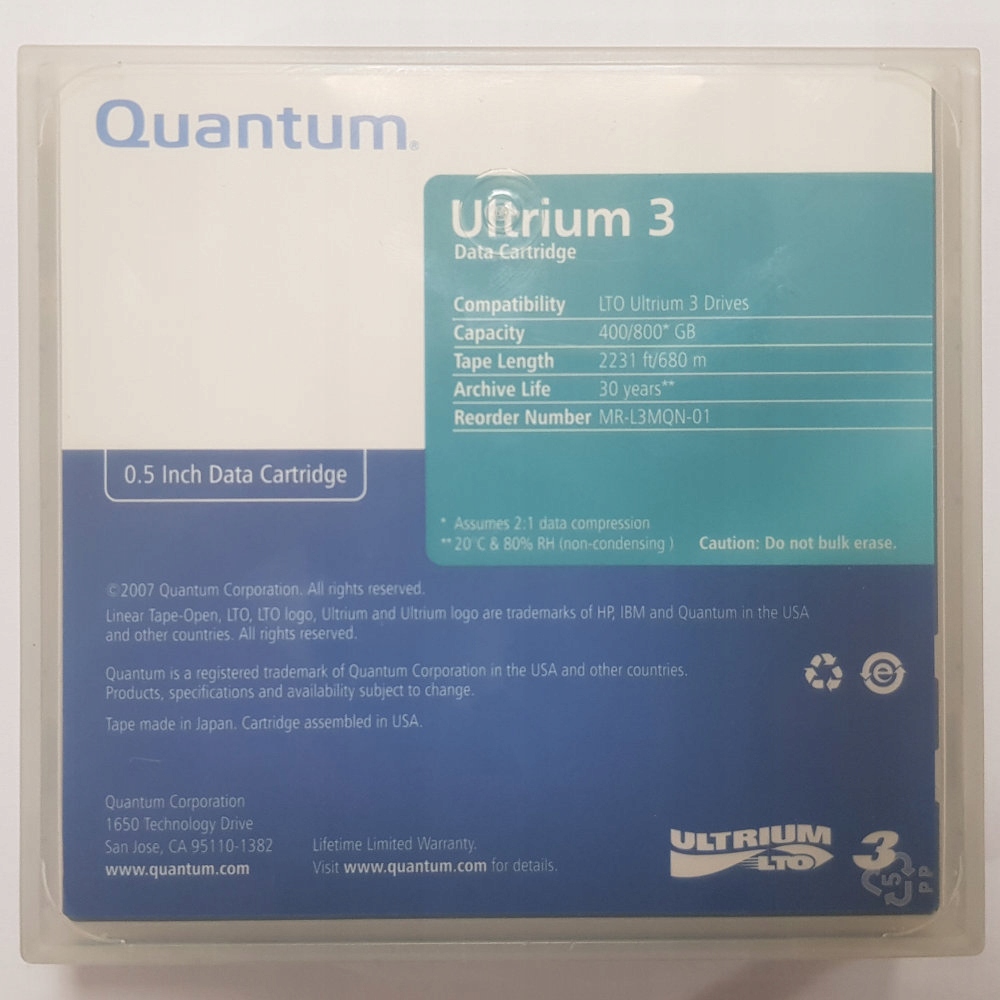 Купить Лента Quantum LTO 3 Ultrium 400/800 ГБ: отзывы, фото, характеристики в интерне-магазине Aredi.ru