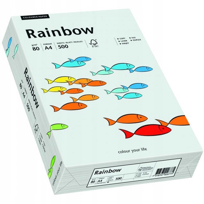 Papier xero kolorowy A4 80g RAINBOW jasnoszary